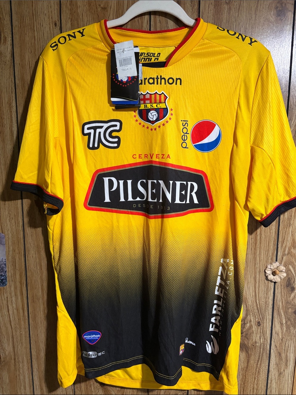 Barcelona SC Pilsener Yellow Soccer Jersey with Pepsi Logo